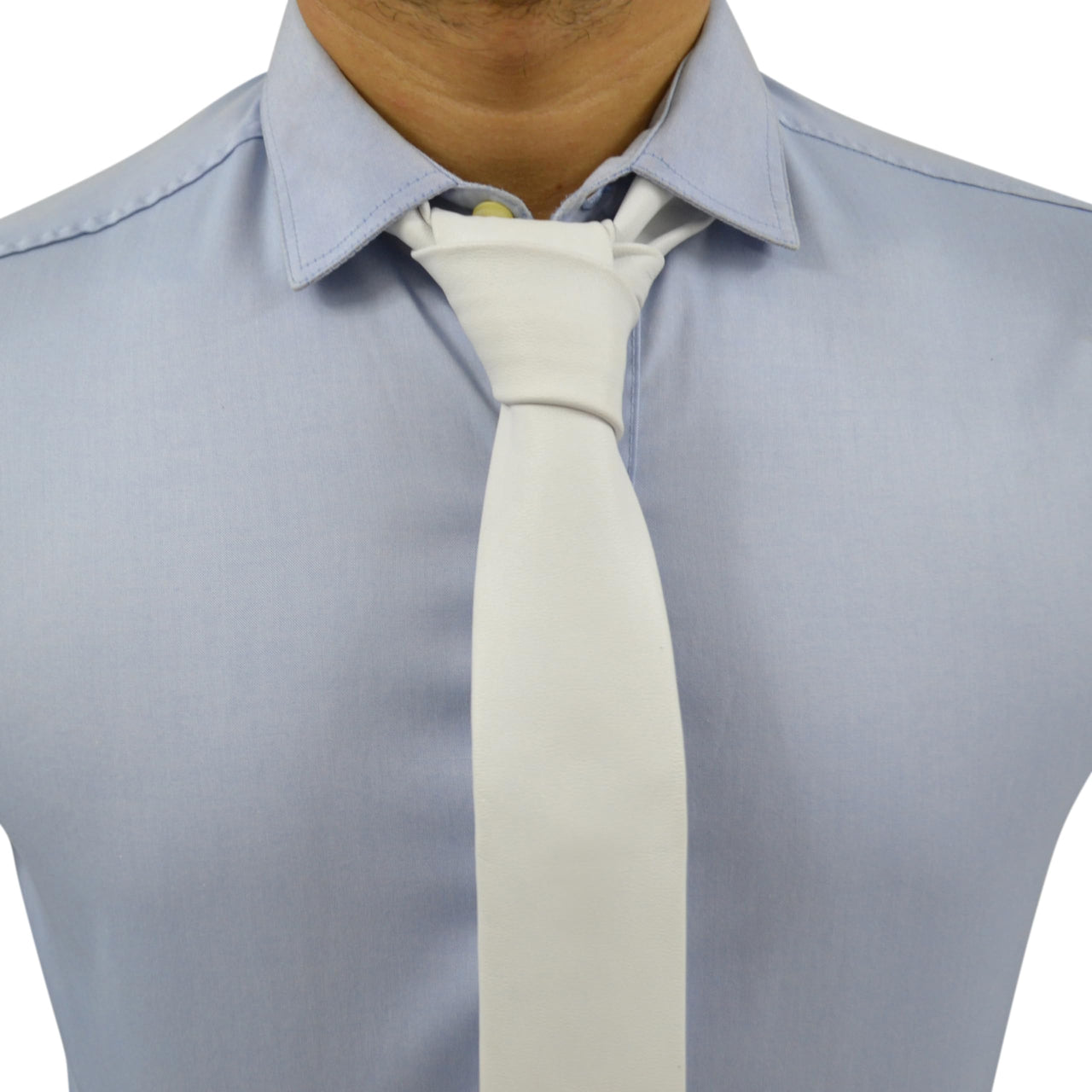 White Genuine Leather Necktie Tie