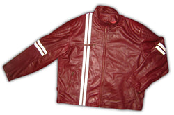 Men's Designer Canadian Flag Racer Red Leather Jacket Man's