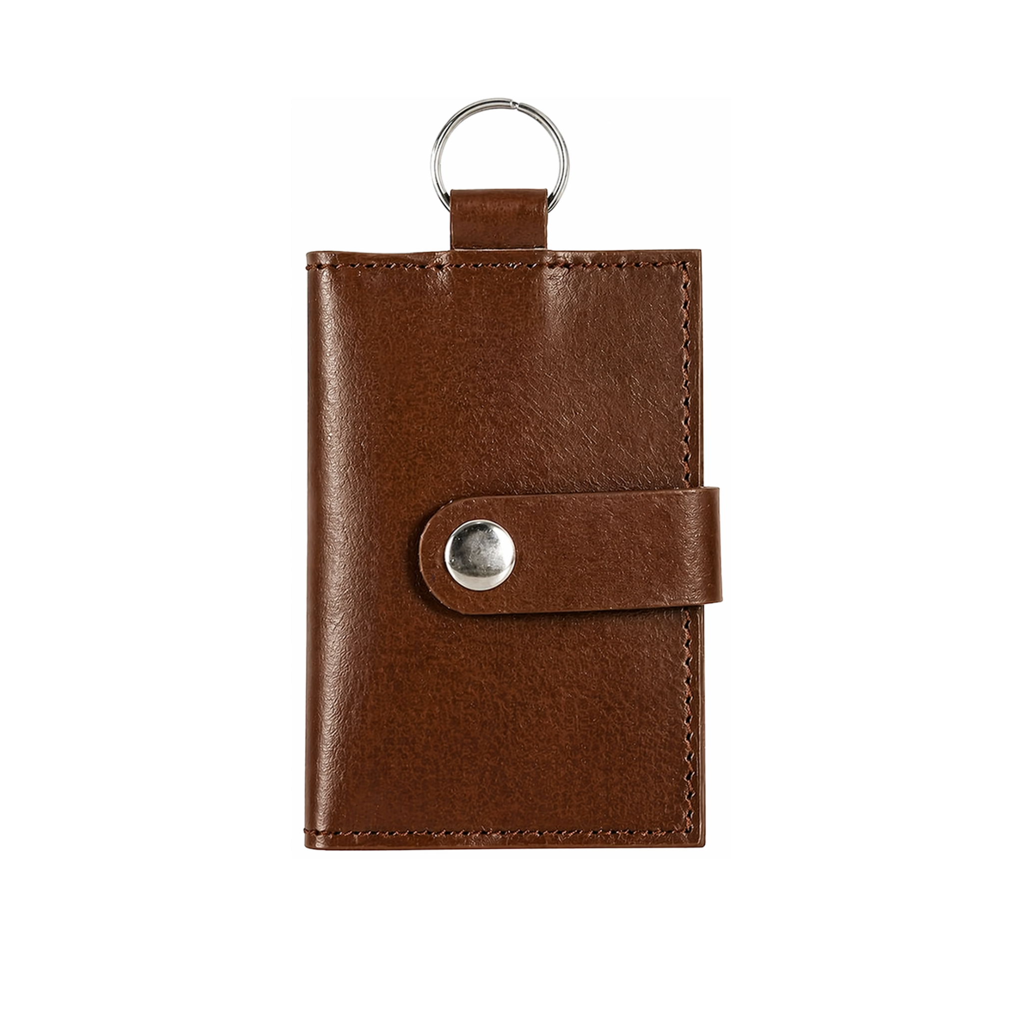 Small ID Window Card Holder Key Chain Leather Keyring Purse Mini