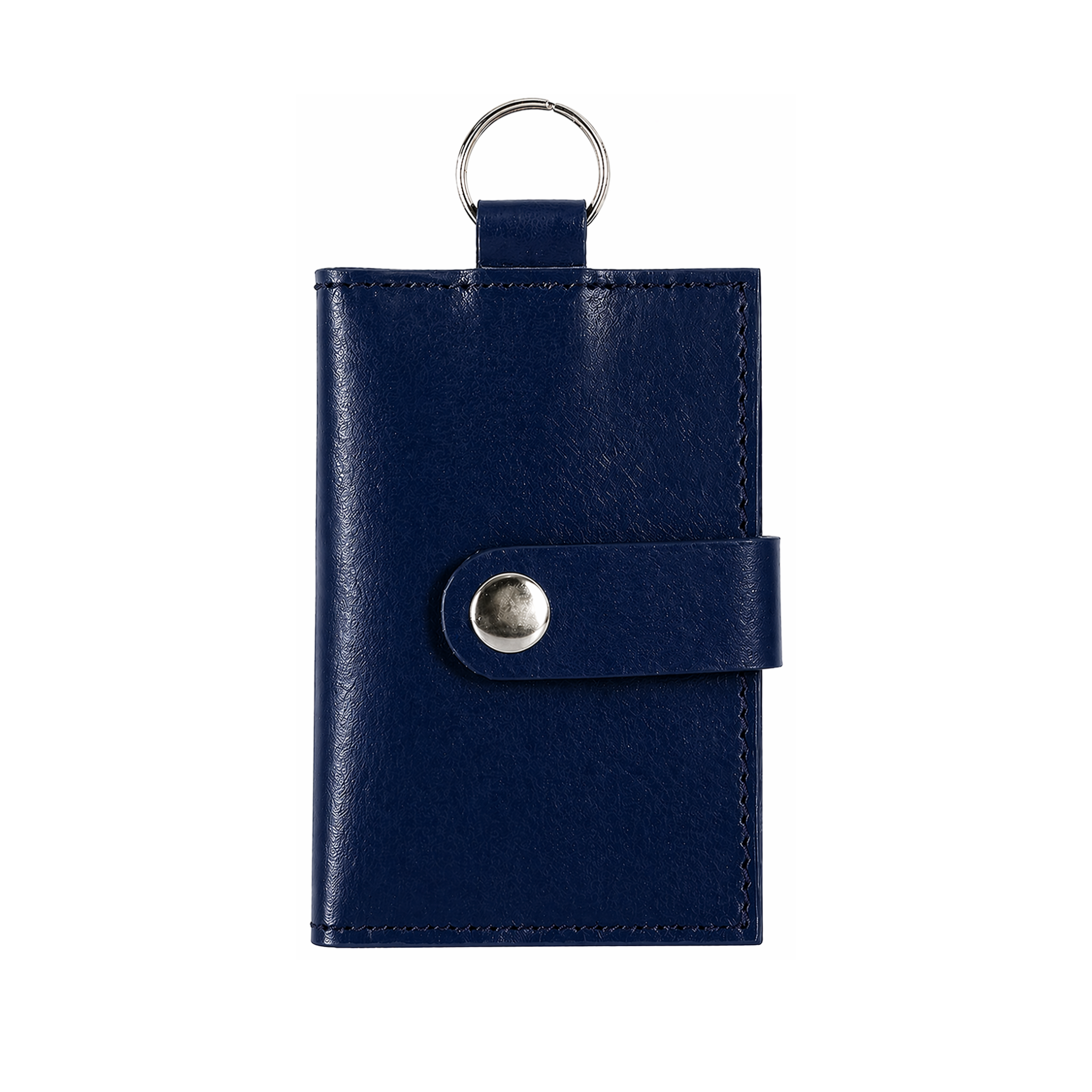 Small ID Window Card Holder Key Chain Leather Keyring Purse Mini