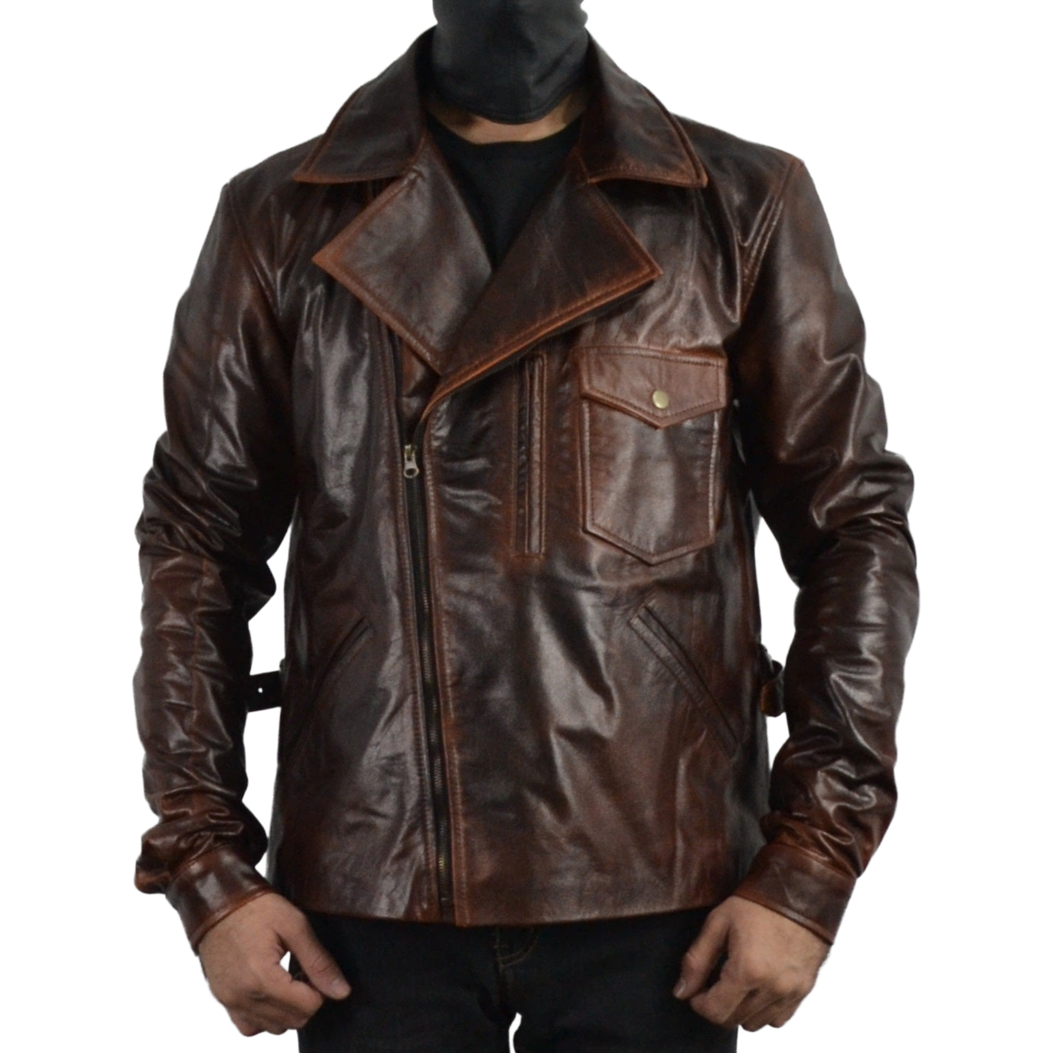 Escape Snake Plissken Antique Brown Biker Leather Jacket – South
