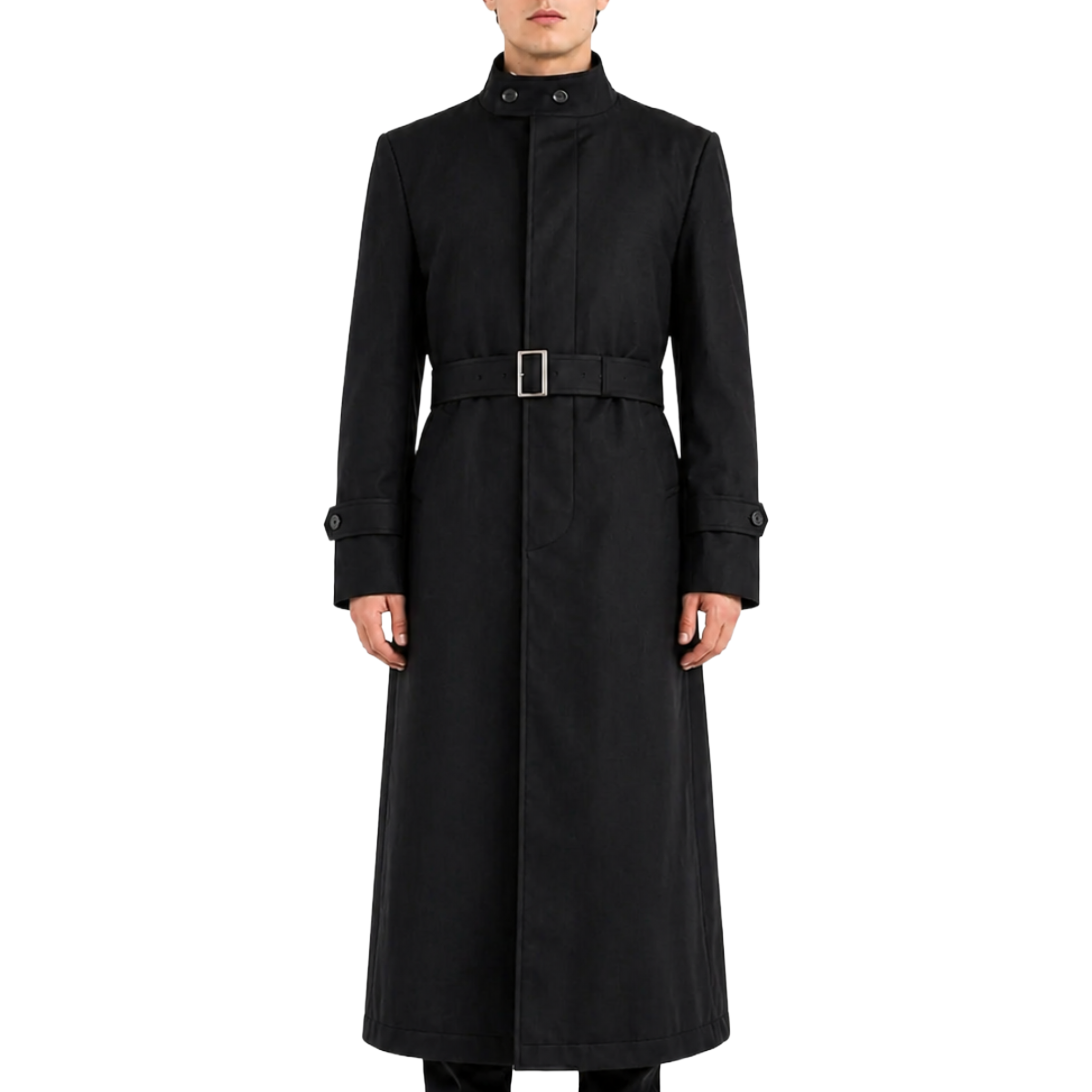 【着丈128cm】Super Long Coat 黒 sullen Alpine Swiss Zach Men's Wool Blend Overcoat – Knee-Length Trench