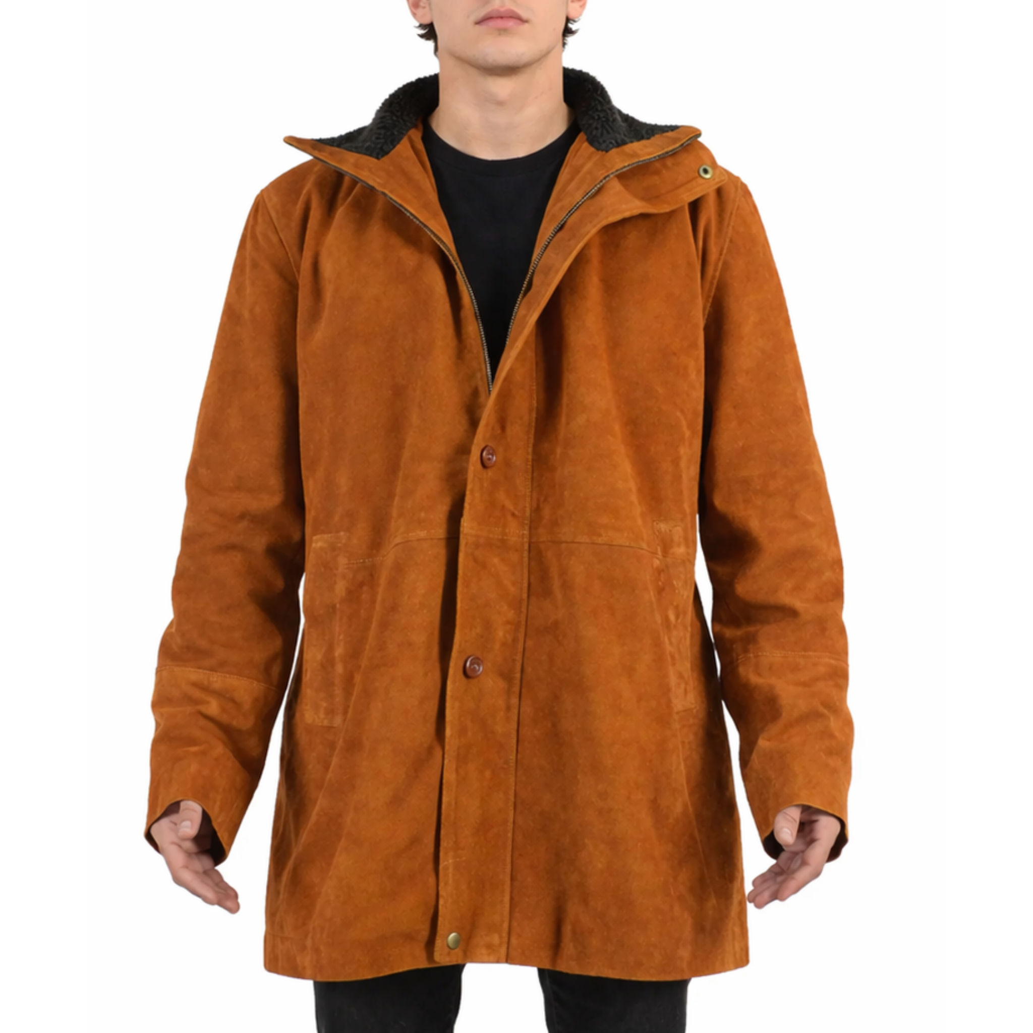 ワコマリア SUEDE LEATHER 50'S JACKET L Mens Brown Three Quarter Trench Suede Leather Coat – South Beach