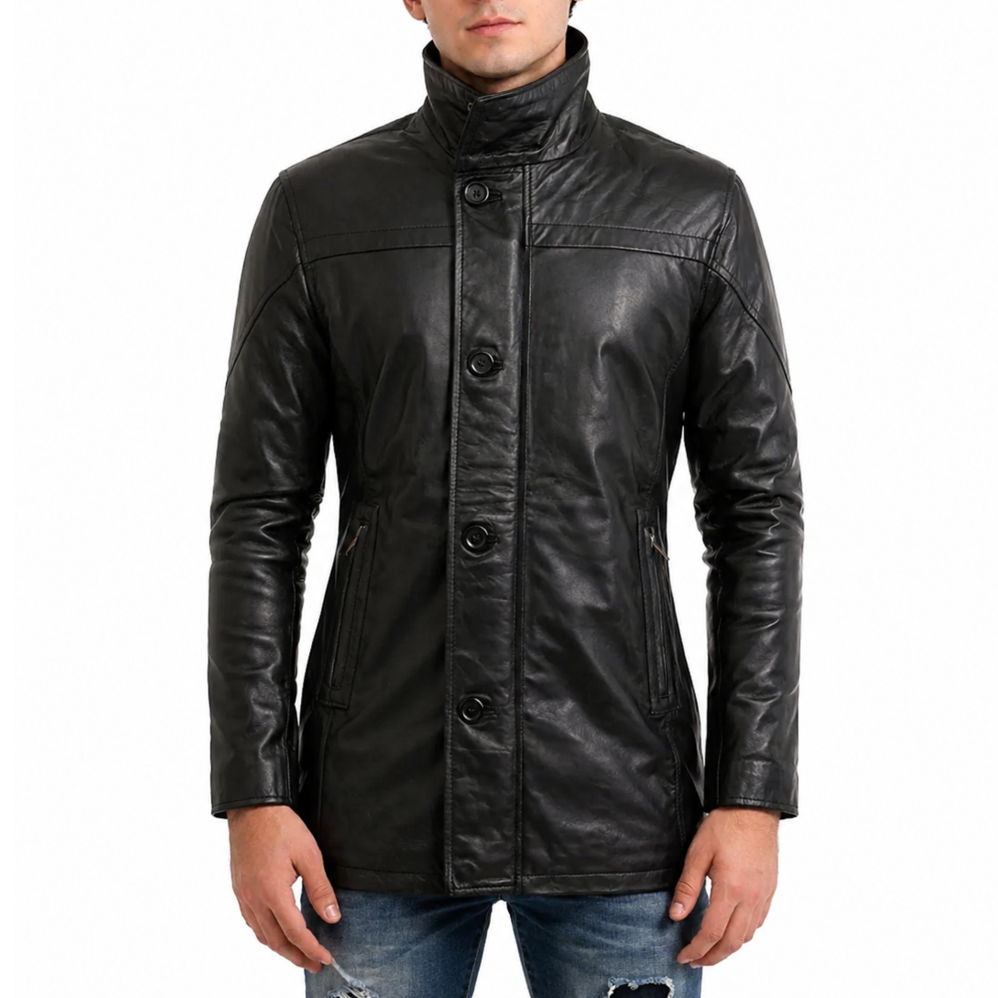 Men's Black Car Coat Leather Jacket – South Beach Leather Men's Black Car Coat Leather Jacket – South Beach Leather