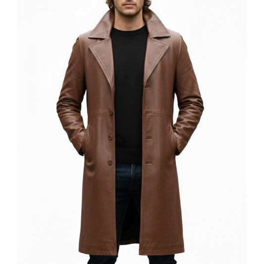 Men's Brown Sheepskin Leather Soft Classic Winter Coat