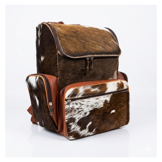 Real Cowhide Backpack Bag - Cowhide Travel Bag - Cow Print bag Backpack