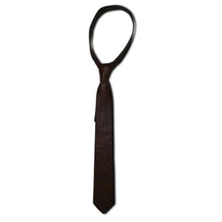 Antique Brown Genuine Leather Necktie Tie