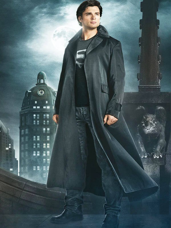 Superman Smallville Clark Kent (Henry Cavill) mens Trench Leather Coat