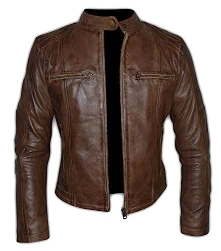 Women Vintage Brown Racer Leather Jacket