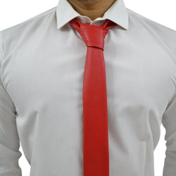 Red Genuine Leather Necktie Tie