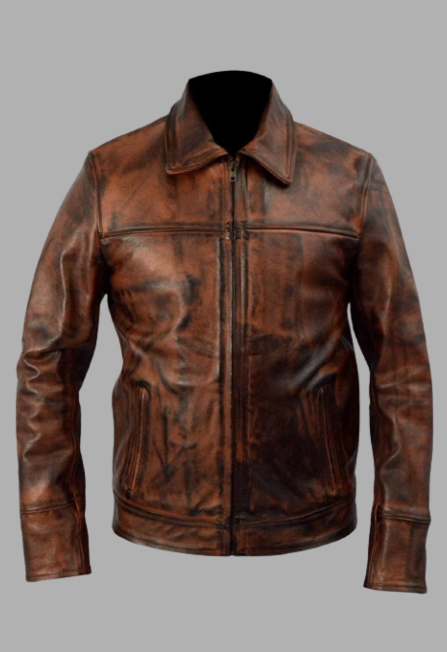 Live Free Or Die Hard Bruce Willis Distressed Brown Leather Jacket