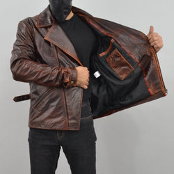 Escape Snake Plissken Antique Brown Biker Leather Jacket