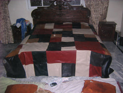 Multi Color Solid Square Pattern Leather Bed Sheet