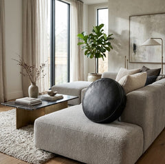 Round Genuine Leather Pillow Cover – Modern Cushion Case