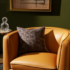 Premium Suede Leather Woven Cushion Cover - Basketweave Pillow Case