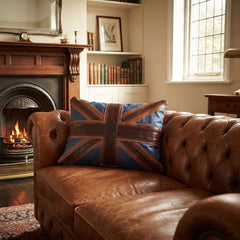 Cracked Leather Union Jack Pillow Cover – British Flag Design