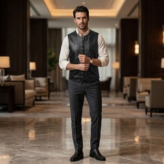Men’s Genuine Leather Lace-Up Vest – Sleeveless Biker Style