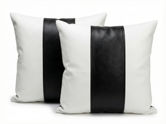 Modern Geometric Black & White Yin Yang Leather Throw Pillow Cushion covers