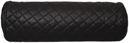 Black quilted cylindrical pillow