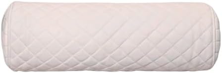 Quilted white pillow with a diamond pattern on a white background