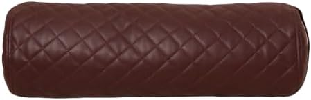A cylindrical bolster pillow in a dark reddish-brown color with a quilted diamond pattern, shown against a plain white background.