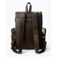 Backpack Bag- Natural Cowhide Hair on Real Leather Brown - Travel Hiking Backpack
