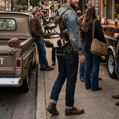 Backpack Bag- Natural Cowhide Hair on Real Leather Brown - Travel Hiking Backpack
