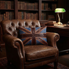 Cracked Leather Union Jack Pillow Cover – British Flag Design