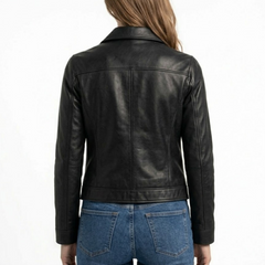 Women's Brown Lambskin Leather Jacket - Retro Vintage Design Coat