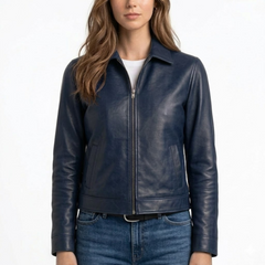 Women's Brown Lambskin Leather Jacket - Retro Vintage Design Coat