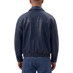 Men’s Classic Black Sheepskin Leather Zip-Up Oversized Jacket