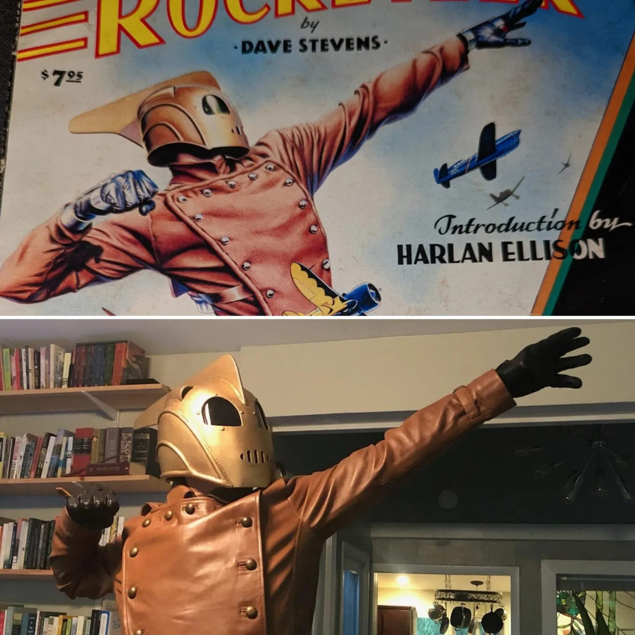 The Rocketeer Billy Campbell Brown V-Shaped Leather Jacket