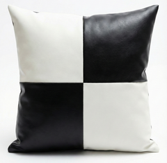 Modern Geometric Black & White Yin Yang Leather Throw Pillow Cushion covers