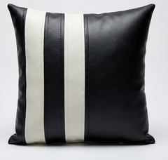 Modern Geometric Black & White Yin Yang Leather Throw Pillow Cushion covers