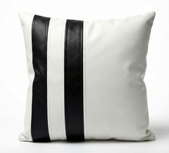 Modern Geometric Black & White Yin Yang Leather Throw Pillow Cushion covers