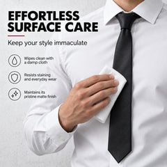 Black Genuine Lamb Leather Necktie - Premium Hand-Crafted Skinny Tie