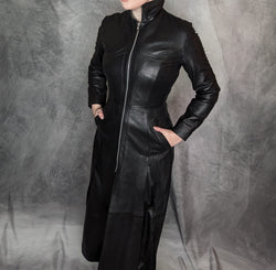 Ladies Trinity Matrix Black New Rock Gothic Leather Coat