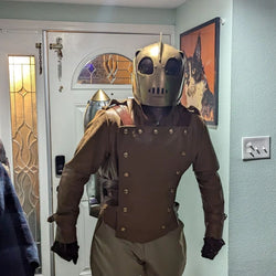 The Rocketeer Billy Campbell Brown V-Shaped Leather Jacket