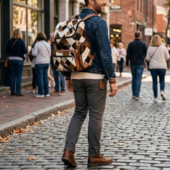 Cowhide Backpack Bag - Unisex Cowhide Leather Shoulder Bag - Unique Travel Backpack