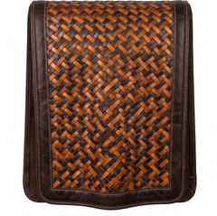 Genuine Leather Basketweave Recliner Headrest Cover – Handcrafted Luxury Chair Protector