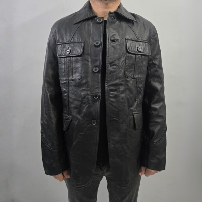 Men's Black Genuine Lambskin Leather Blazer