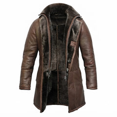Men's Genuine Sheepskin Leather Shearling Winter Coat