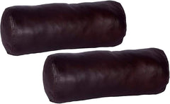 Genuine Lambskin Leather Neck Roll Pillow Cover – Quilted Bolster Cushion