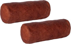 Genuine Lambskin Leather Neck Roll Pillow Cover – Quilted Bolster Cushion