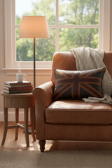 Genuine Leather Union Jack Throw Pillow Cover | British Flag Farmhouse Cushion Case