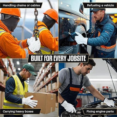 12 Pairs White Heavy Duty Durable Leather Work Gloves Truck Driving Warehouse