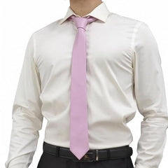 Light Pink Genuine Leather Tie – Unisex Slim Necktie