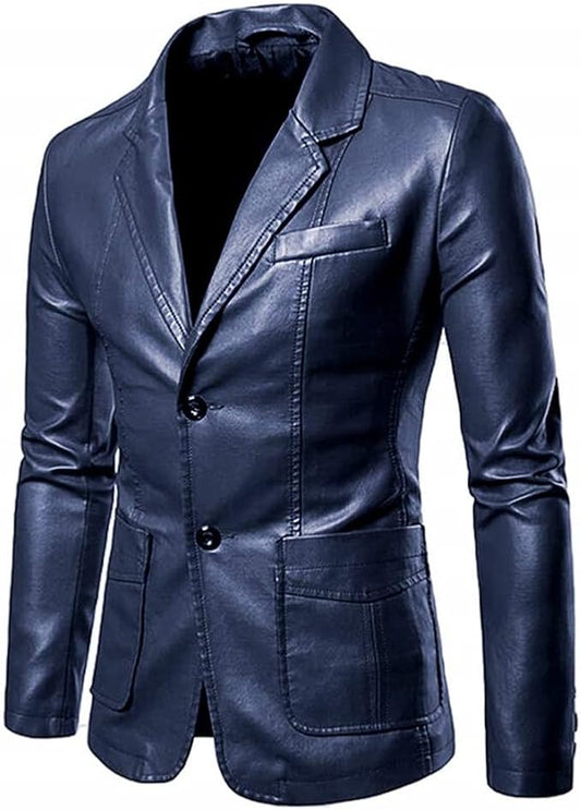 Men's Biker Blazer Style Leather Jacket