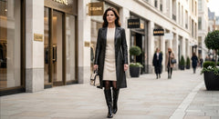 Women’s Black Genuine Leather Dress Trench Coat | Slim Fit Statement Jacket