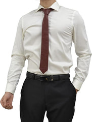 Black Genuine Lamb Leather Necktie - Premium Hand-Crafted Skinny Tie